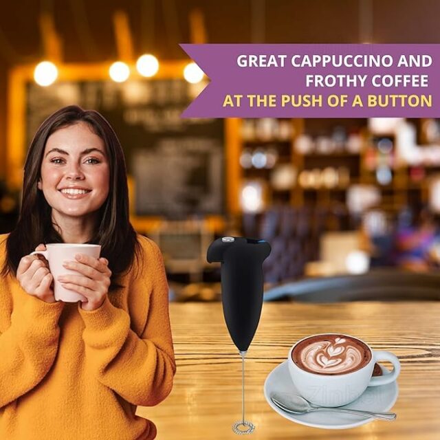 Milk Frother Electric Foam Maker - Portable, Coffee Beater for Kitchen & Travel, Hand Blender Mixer for Milk, Latte, Espresso, Cappuccino, Egg Beater - Classic Multicolor