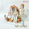 Premium Marble Look Polyresin Ram Darbar Idol Statue Murti Showpiece for Home Temple and Office Temple Washable (8.5 x 9 x 5 Inches, Medium White)