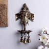 Ganesh Deepak with Bell Brass Wall Hanging (11 cm x 8 cm x 24 cm, Brown)