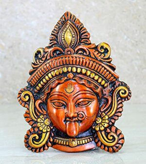 Brass Kaali Ma Wall Hanging - 7.25 inches | Kali Maa Kali Mata Face Wall Hanging Idol Statue Sculpture