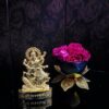 Small Maa Saraswati Vidya Devi Idol Metal Gold Plated Statue for Car Dashboard Mandir Pooja Home Decor Office Showpiece