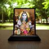 Vprint Lord shiv parivar murti for home puja Wooden Car Dashboard Idols Traditional Wooden Statues Murti for Puja Room & Home Decor Figurine with Glossy Finish Unique Wooden Sculptures - Multicolor - (Size 3X5 Inches)