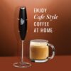 Powerful Milk Frother for Coffee | Black Color | Battery Operated Electric Frother | Stainless Steel Whisk with Frother Stand | Best for Coffee, Lattes, Milk, Hot Chocolates