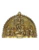 Religious Metal Maa Durga Family Wall Hanging Sculpture (7 x 9.25 Inches, Yellow)