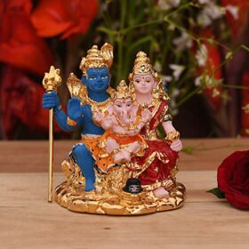 Lord Shiv Parivar Idol Shiv Ganesha Showpiece - God Shiv Parvati Ganesh Shiva Idols Sculpture Murti (Size 3.5 x 2 Inches).
