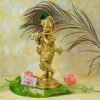 Standing Brass Lord Krishna Idol Statue Decor Figurine Krishna Janmashtami Gifts