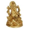 Brass Lord Ganesha Sitting on Singhasan with Left Leg Folded Ganesh Bhagwan Idol Ganpati Murti Metal Statue for Home Office Entrance Decor Diwali Pooja