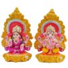 Lord Laxmi Ganesha Pair (11.4 cm x 7.6 cm) Eco Friendly Murti Mitti Terracotta Clay Idol Statue Showpiece - Diwali Decoration Items for Home Pooja Room Living Room Gifting