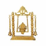 Brass Ganesh Jhula Hanging Bells with Chain, Kirtimukha Idol, Ganesha Swing Statue for Home Decor, Office, Mandir, Gift