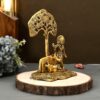 Designer Metal Lord Metal Cow Calf and Krishna Idol Showpiece Under Tree Sculpture for Home D?cor Home Diwali Puja Home Decoration Festival Gifts