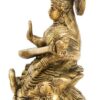 Brass Saraswati Murti Idol Goddess Statue of Knowledge for Music & Art School College Pooja Showpiece in Gold Color 5 Inch