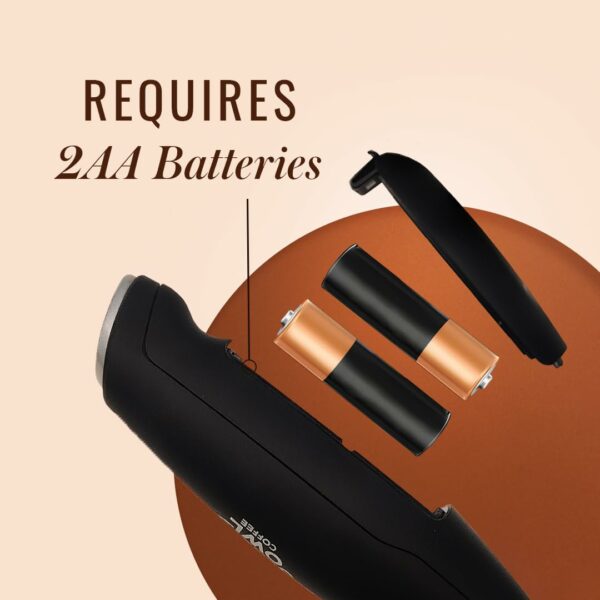 Milk Frother for Coffee, Black, Battery Operated, Stainless Steel Whisk with Stand, Ideal for Lattes, Milk, Hot Chocolate