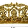 Metal Laxmi Ganesh Saraswati Idol, 28 cm Tall, Gold Antique, 1 Piece