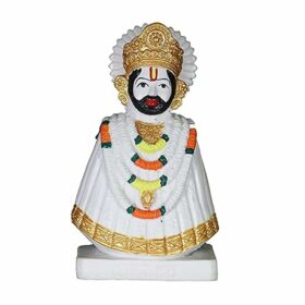 Beautiful Shree Shyam Darbar Marble Idol of Khatu Shyam (Small, Darbar White Face)