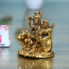 Metal Shiv Parivar/Shiva Parvati and Ganesha and Kartik Idol Lord Shiva Sitting On Nandi Decorative Showpiece - 10 cm (Metal, Gold)