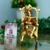 Metal Lord Ganesh Reading Ramayana Statue Ganpati Sitting on Chair with Kuber Diya Idol for Home Office and Gifts Decor Corporate Gifts Decorative Showpiece - 14 cm (Metal, Gold)