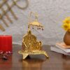 Metal Singhasan Oval Shaped for Ganesha Krishna God Idols - Gold Plated Ladoo Gopal Pooja Chowki for Temple Mandir Puja Idol Decoration Items (1 Pieces)