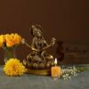 Brass Goddess Saraswati Idol, Standard, Gold, 1 Piece