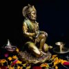 V.S. Lord Hanuman Statue Metal Finish for Pooja/Puja Mandir Room, Hanuman Ji Murti Sitting Decorative Bajrangbali Showpiece Idol, Home & Office Decor Article, Marriage Gift - Gold (7 x 4 x 4) Inches (MLH01)