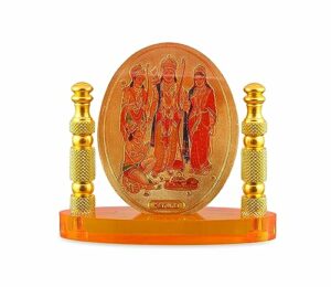 Ram Darbar Oval Shaped Murti for Car Dashboard, Office Table, Home, Mandir | Idol Statue Showpiece Decor Sculpture for Gift