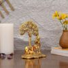 Gift Items Metal Krishna Idol Murti with Kamdhenu Cow - Gold Plated Showpiece Articles for Home Decor, Office,House Warming (Set of 1)