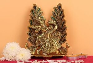 New Laxmi Ganesh Black Green Enamel Pair Metal Gold Plated Joined Showpiece Radha Krishna Idols for Diwali Gifts Pooja