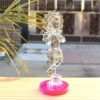 Crystal Krishna Kishan Murti Idol Statue Sculpture for Car Dashboard and Gifting Purpose with Sticky Tape (5 Inch,Pink)