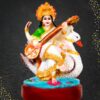 Resin Saraswati Idol,(LXWXH-07CMX12CMX19CM),White Color