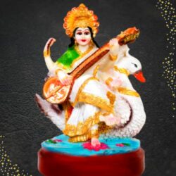 Resin Saraswati Idol,(LXWXH-07CMX12CMX19CM),White Color - Image 2