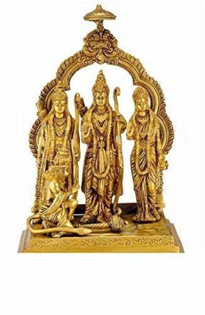 Brass Mart Astadhatu 8 Metals Brass Made Vrindavan Shri Ram Darbar with Hanuman Ji (3 x 3)