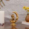 Baby Krishna Idol Murti Statue for Home Puja Decor - Gold Plated Krishna Idols on Moon Showpiece Decorative Gifts Set (Set of 1)