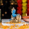 Pure 999 Gold Coated Lord Krishna Idol, Handcrafted Laddu Gopal Murti Sculpture, Baby Krishna Statue for Home Decor- Ladoo Gopal Murti Krishna Idol Big Size - 4 Inch