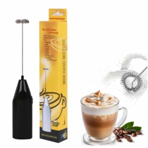 Electric Milk Frother with Stand Handheld Whisk Beater Foam Maker for Mocktails Coffee Latte Matcha Foamer Cappuccino Lemonade(Batteries are Not Included) (Black) (asorted)