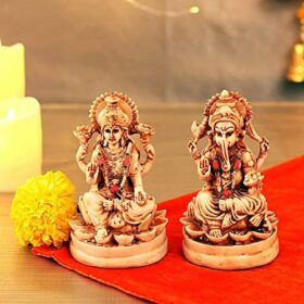 Decorative Laxmi Ganesh Idol Statue showpiece - Diwali Decoration Items for Home D?cor Living Room Bedroom Pooja Room Mandir Temple Table Desktop Office Gifting