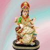 Goddess Maa Saraswati Idol, Saraswati Studydevi Murti Figurine Religious Pooja Gift Items and Murti for Mandir/Temple/Home/Office (Stone Work ) (White Color ) (HXWXL-20cmx10cmx8cm)(Resin)