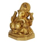 Brass Lord Ganesha Idol Sitting on Singhasan Metal Statue for Home Office Entrance Decor Diwali Pooja