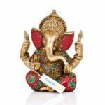 5.5" Brass Lord Ganesha Idol Statue for Pooja Home Decor, Ganesh Sculpture for Diwali Decoration