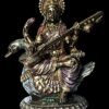 Cold Cast Saraswati Murti, Idol for Home, Statue Showpiece Gift (L x B x H : 19 x 12 x 20) cm, Multicolour,1 Piece