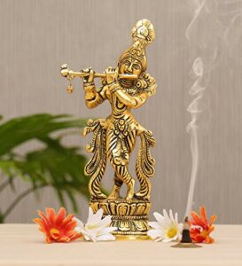 Lord Krishna Metal Statue,Krishna Murti Playing Flute for Temple Pooja,Decor Your Home,Office & Gift Your Relatives,Showpiece Figurines,Religious Idol,Gift Article...