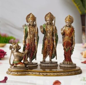 Polyresin Hindu Lord Ram with laxman and Goddess Sita Devi and Hanuman Statue for Pooja Room&Gift/murti Idol Home &Office Decor Home & Office Decor (7.50x9.50 INCH Inch)