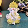 Gold Plated Idol for Car Dashboard/Home/Office Shelves/Diwali/Gifting/Idol 3.5 inches (Gold) (Gold White Mukut)