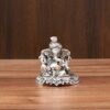 Silver Plated Pagdi Ganesh God Idol Statue Oxidized Finish with Beautiful Velvet Box Packing and with Carry Bag (10H x 8W x 8L Centimeters)