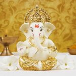 Ceramic Car Dashboard Ganesha Idol, 3.5 x 2 inch,1 Idol