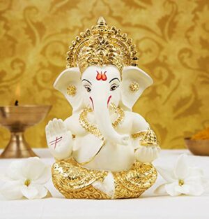 Ceramic Car Dashboard Ganesha Idol, 3.5 x 2 inch,1 Idol