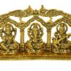 Metal Laxmi Ganesh Saraswati Idol, 28 cm Tall, Gold Antique, 1 Piece