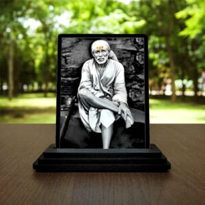Car Dashboard Idols Unique Sai Baba Wooden Idols Small Sai Baba Wooden Statues for Puja Traditional Sai Baba Wooden Figurines for Home Decor Wooden Murti for Religious Festivals - Multicolor - Size 3X5 Inches