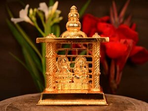 Laxmi Ganesha Decorative Temple Pooja Items for Home Car Gifts, Lord Ganpati Lakshmi Statue Figurine Good Luck Spiritual Pooja (Size 5 x 3.5 Inches, Small).