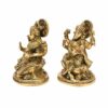 Brass Ganesha Lakshmi Idol Sitting on Lotus Statue for Home Office Puja Decor 5 Inches