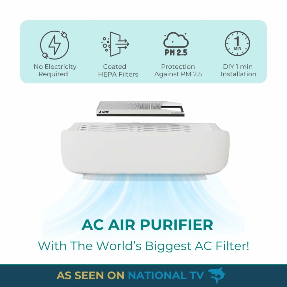 AiRTH Air Purifier for AC [Summer Version; when AQI<300], HEPA AC Filter for Home & Office, Upgrades AC into Air Purifier, Protection from PM2.5, PM10, Virus & Allergy, CAM-white - Image 3