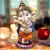 Resin Playing Flute Ganesh Idol Statue Best For Home & Office Decor (Flute Vinayak), Multi Colour